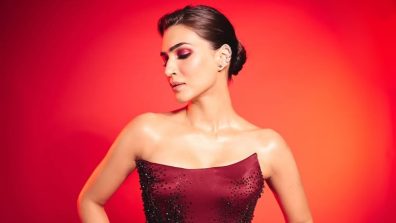 Kriti Sanon’s Maroon Dress with a Touch of Sparkle