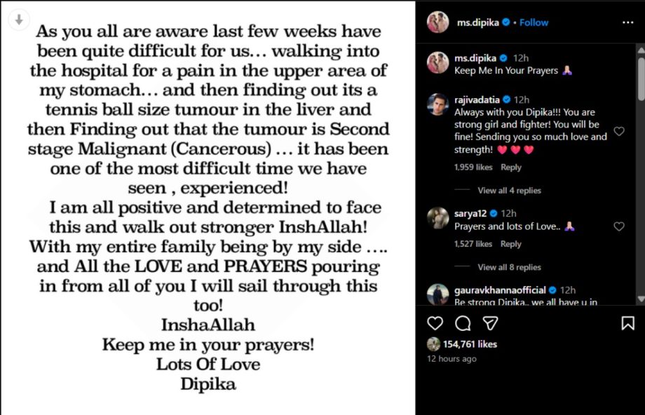Dipika Kakar Diagnosed With Stage 2 Cancer; Urges Fans To Pray 949577