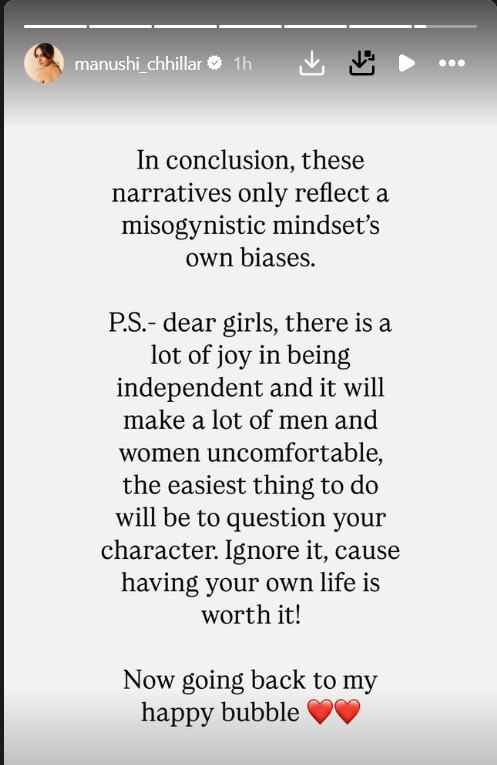 “I’m a Self-Made Woman”, Manushi Chhillar Slams Misogyny with Powerful Post 950138