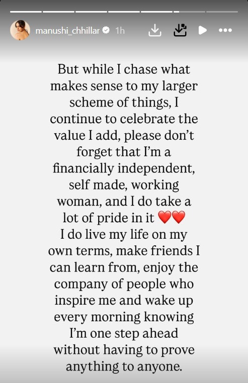 “I’m a Self-Made Woman”, Manushi Chhillar Slams Misogyny with Powerful Post 950139