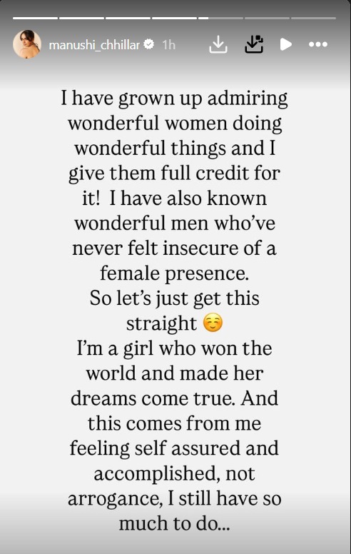 “I’m a Self-Made Woman”, Manushi Chhillar Slams Misogyny with Powerful Post 950140