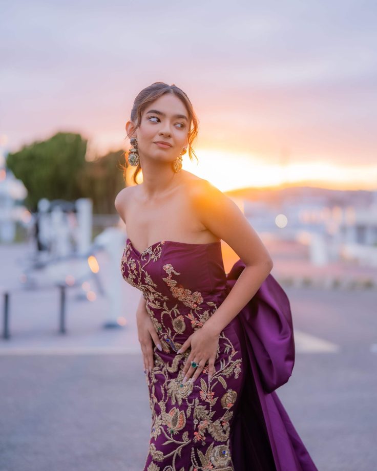 India’s Unique Global Star Anushka Sen Stuns At Cannes Day 1; Takes Over French Rivera in a Royal Purple Couture Moment 948426