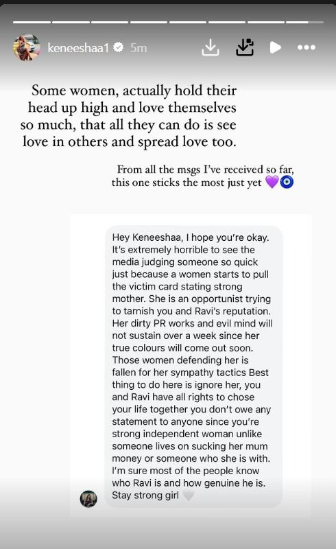 Keneeshaa Francis Reacts After Dating Rumours With Ravi Mohan 947601