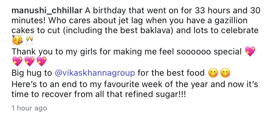 Manushi Chillar's Birthday Celebration Goes On For 33 Hours And 30 Minutes; See Post 948465