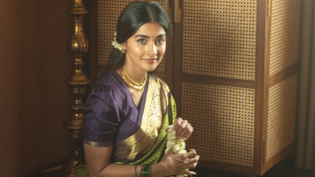 Pooja Hegde Revives Heritage Elegance in a 70-Year-Old Green Saree