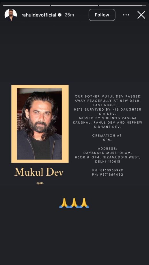 Rahul Dev’s First Statement After Brother Mukul Dev’s Passing 949080