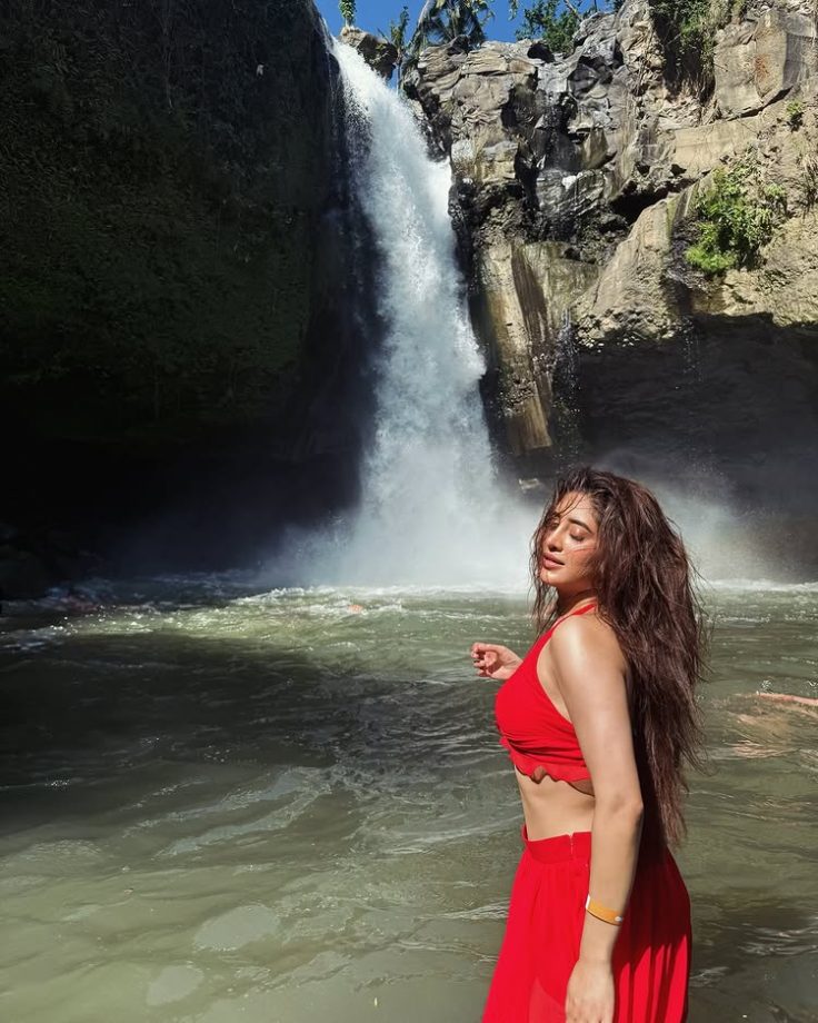 Shivangi Joshi Finds Solace In Bali's Waterfalls, Goes Bold In Red Two-piece 947214