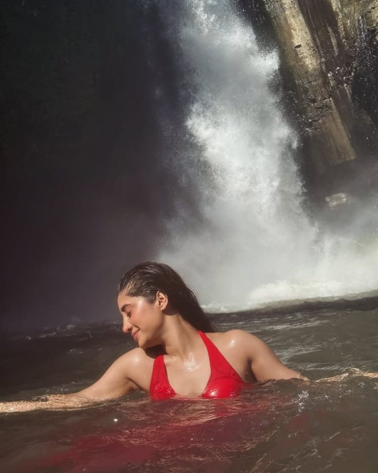 Shivangi Joshi Finds Solace In Bali's Waterfalls, Goes Bold In Red Two-piece 947219