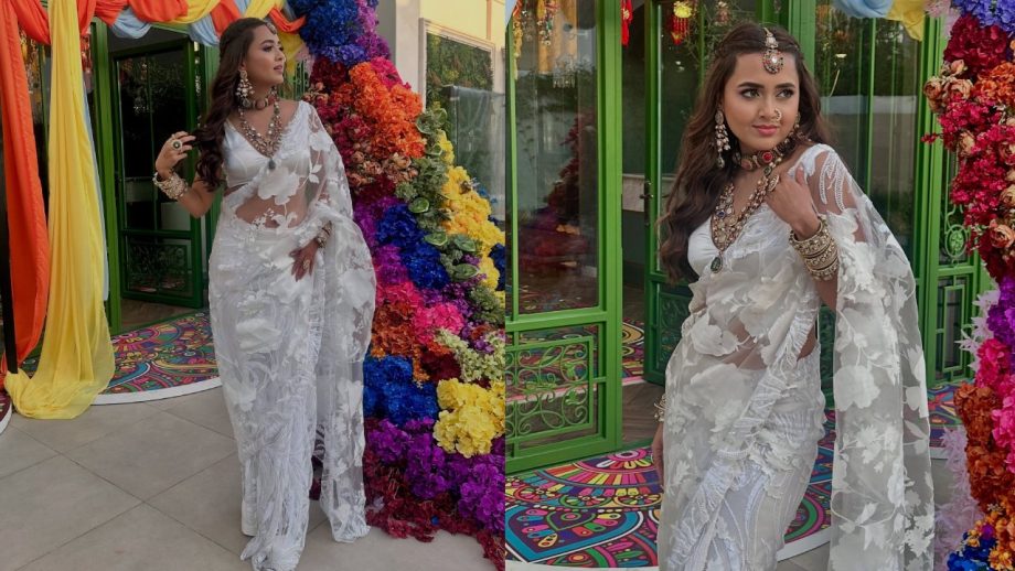 Tejasswi Prakash Adds Desi Charm To Her Modern See-through Saree Look - See How 949281