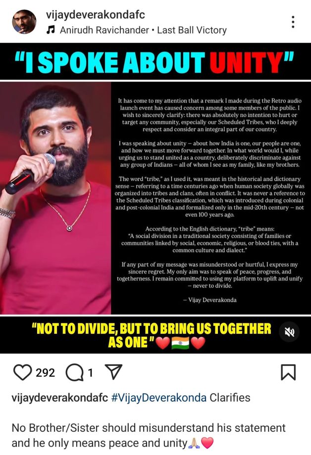 Vijay Deverakonda Clarifies His Comparison Of Pahalgam Attack With Tribal Clashes, Expresses Regrets 946704