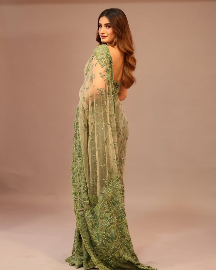 Enchanted in Emerald Rasha thadani's Ethereal Saree Style 951966