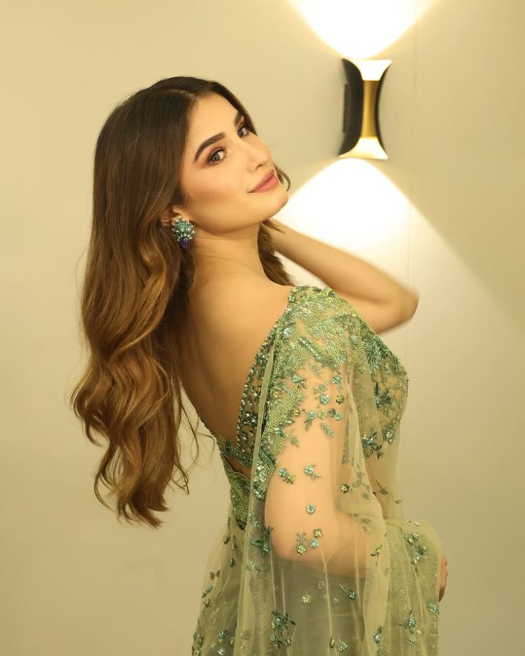 Enchanted in Emerald Rasha thadani's Ethereal Saree Style 951968