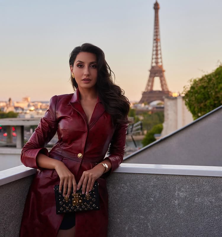 Nora Fatehi Turns Heads In Burgundy Leather Dress By The Eiffel Tower – A Fashion Fairytale 953503