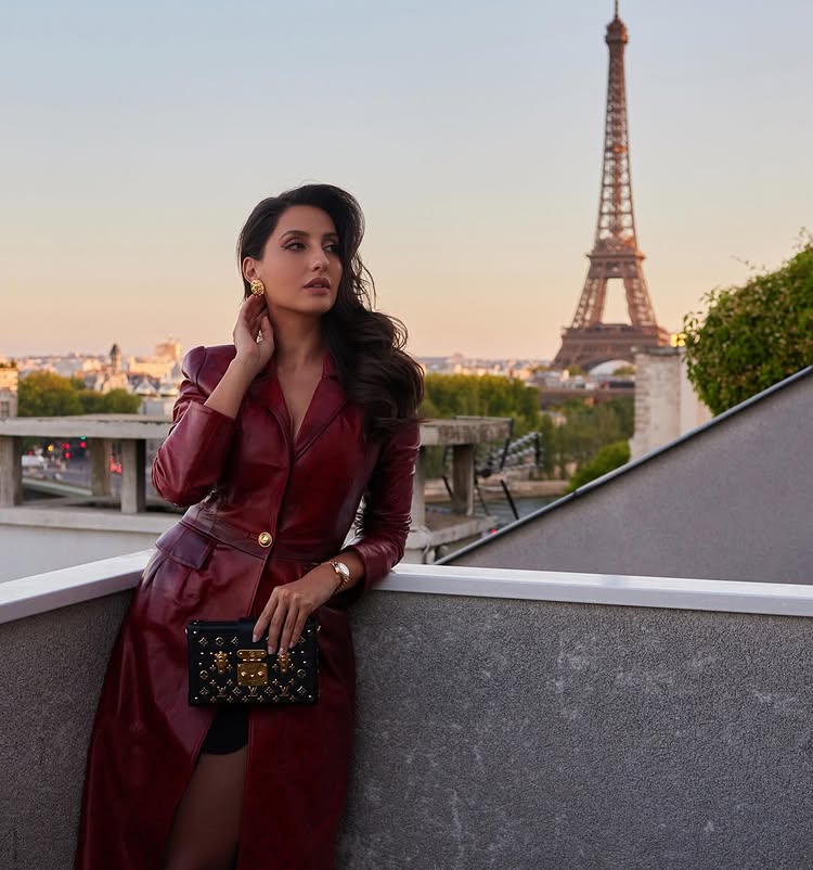 Nora Fatehi Turns Heads In Burgundy Leather Dress By The Eiffel Tower – A Fashion Fairytale 953504