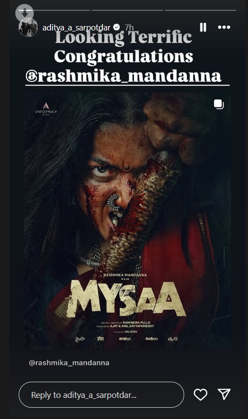 Pan-India Heroine Rising: Rashmika Mandanna’s Mysaa Poster Gets Love from Dhanush, Vicky Kaushal, Dulquer Salman & More 954006