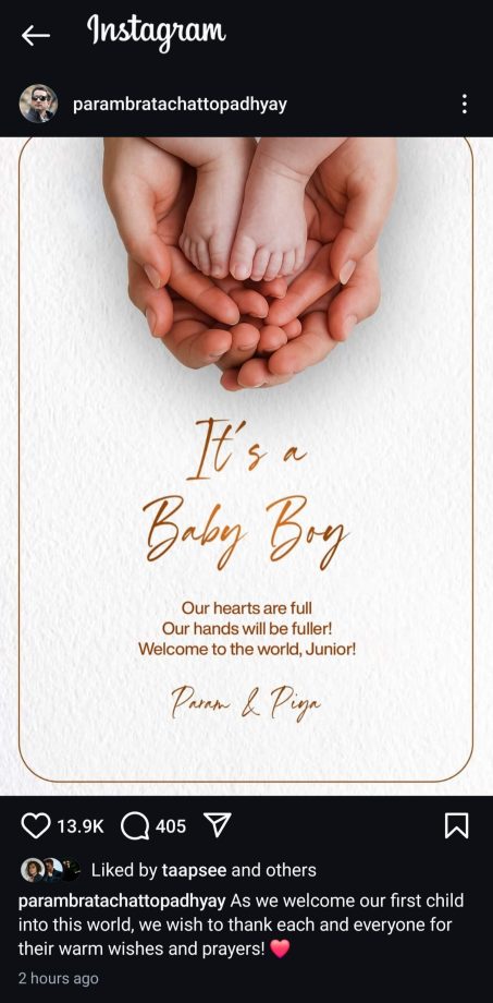 Parambrata Chattopadhyay Becomes Father; Welcomes ‘Junior’ 950254