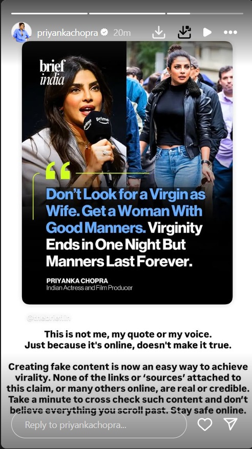 Priyanka Chopra Breaks Silence On Viral ‘Virgin Wife’ Comment 953816