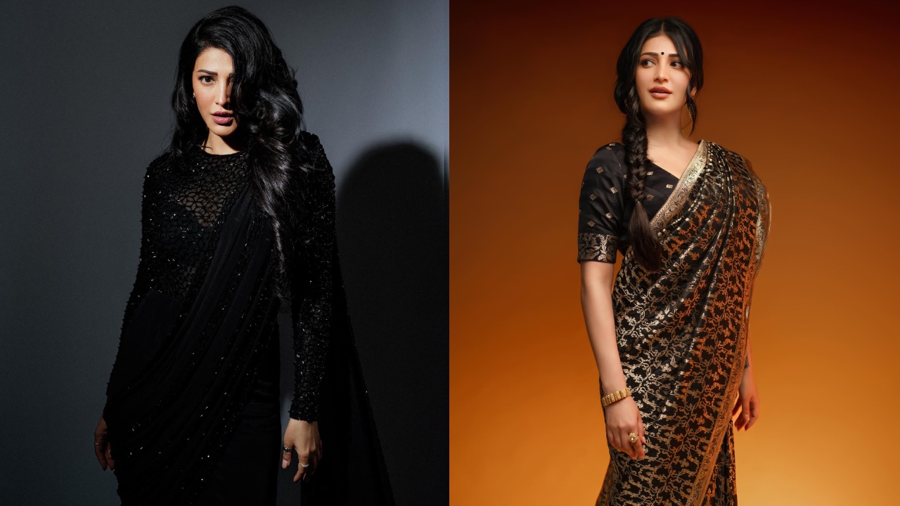 Shruti Haasan's Black Saree Glam: Designer Drama or Banarasi Beauty? 950356