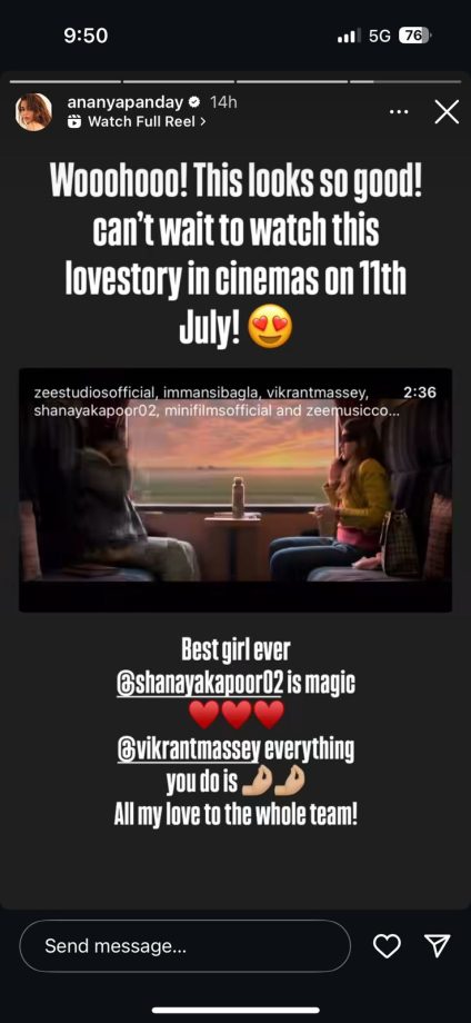 Aankhon Ki Gustaakhiyan Trailer Celebrity Reaction: Suhana Khan, Khushi Kapoor, Ananya Panday & Others Welcome Debutant Shanaya Kapoor to the Movies; Arjun Kapoor, Janhvi Kapoor, Karan Johar & Others Cheer for Vikrant Massey's Classic Performance 954761