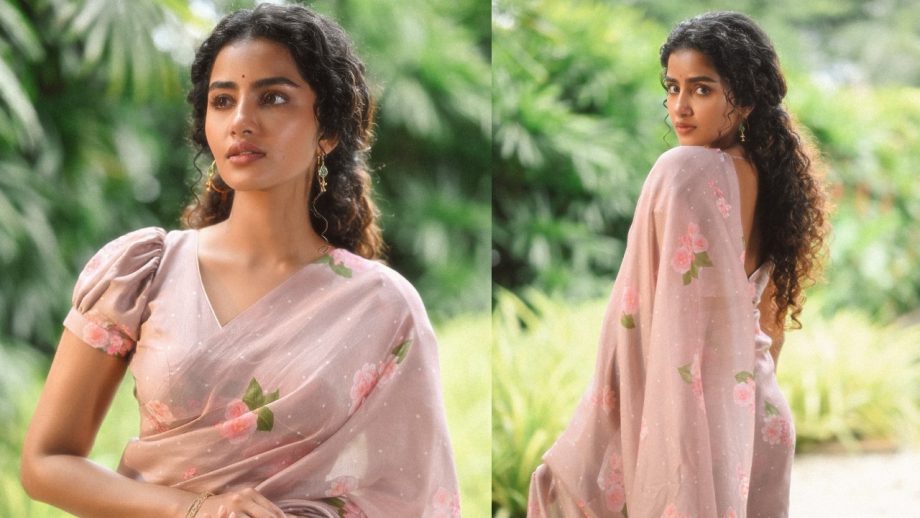 Anupama Parameswaran Channels Inner Beauty In Pink Floral Saree With Puff Sleeves Blouse - See Pics 954815
