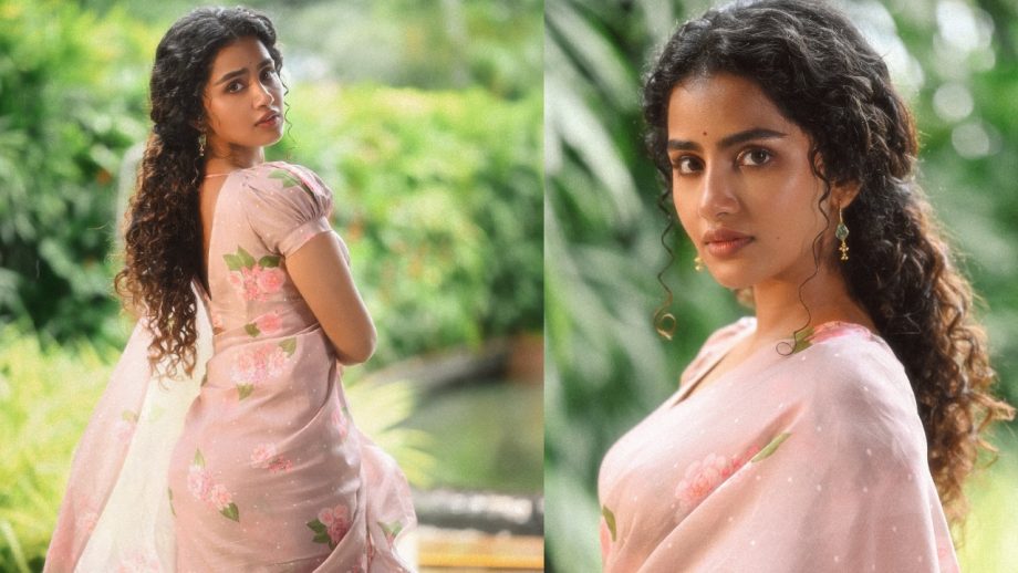 Anupama Parameswaran Channels Inner Beauty In Pink Floral Saree With Puff Sleeves Blouse - See Pics 954817