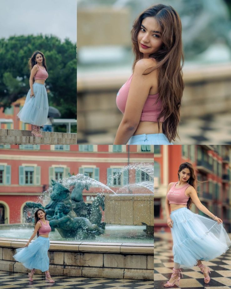 Anushka Sen’s Street Chic: Crop Top, Tulle Skirt & Tie‑Up Sandals Glam 956329