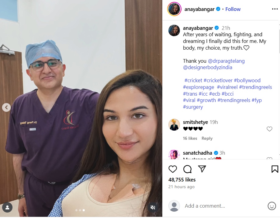 Cricketer Sanjay Bangar’s Son Aryan Transforms into Anaya Bangar, Shares Emotional Post After Gender Reassignment Surgery 954878