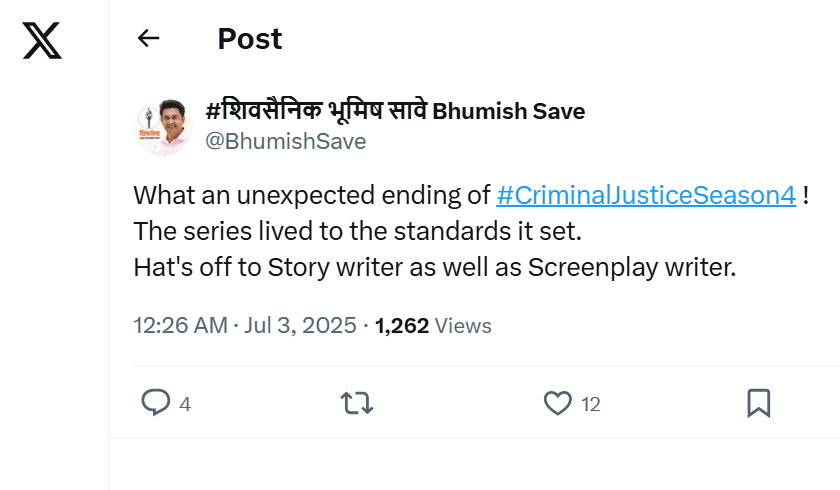 Netizens Praise Pankaj Tripathi's Stellar and a Power-packed Climax of Applause Entertainment's Criminal Justice: A Family Matter Season 4, Fans Say 'The series lived to the standards it set' 955005