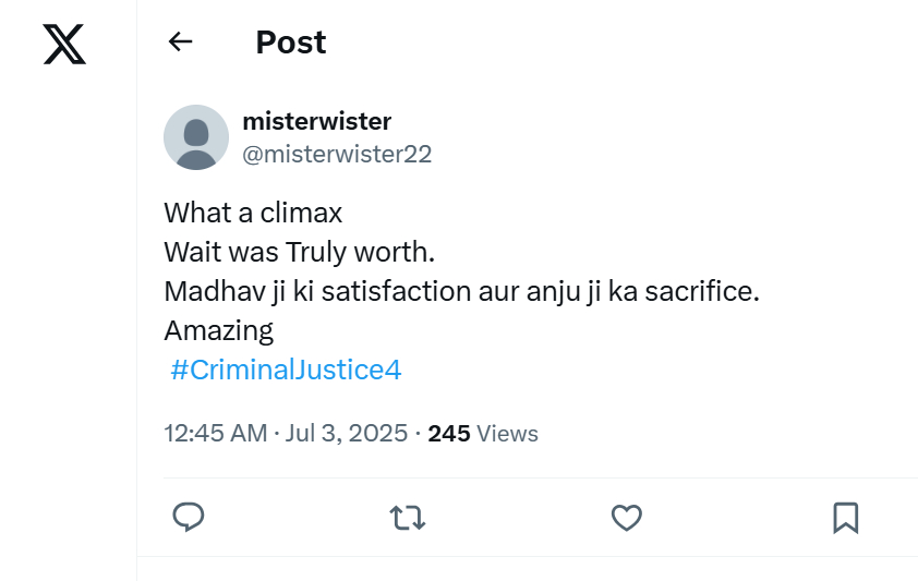 Netizens Praise Pankaj Tripathi's Stellar and a Power-packed Climax of Applause Entertainment's Criminal Justice: A Family Matter Season 4, Fans Say 'The series lived to the standards it set' 955008
