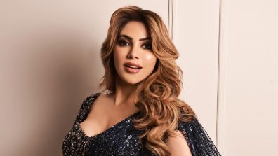Nikki Tamboli Dazzles in Midnight Blue Saree Glam
