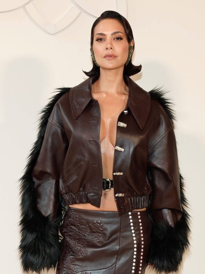 Paris Sizzles As Esha Gupta Rocks Bold Leather Look With Unbuttoned Jacket & Skirt 955890