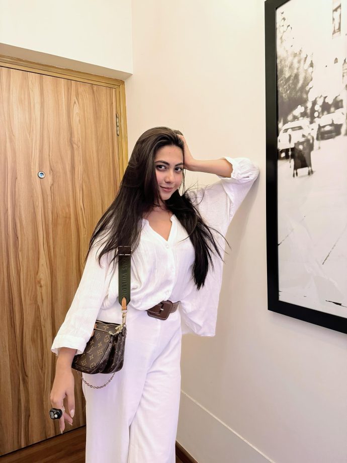 Reem Sameer Shaikh Keeps It Cool in All-White with Luxe Brown Accents 959118