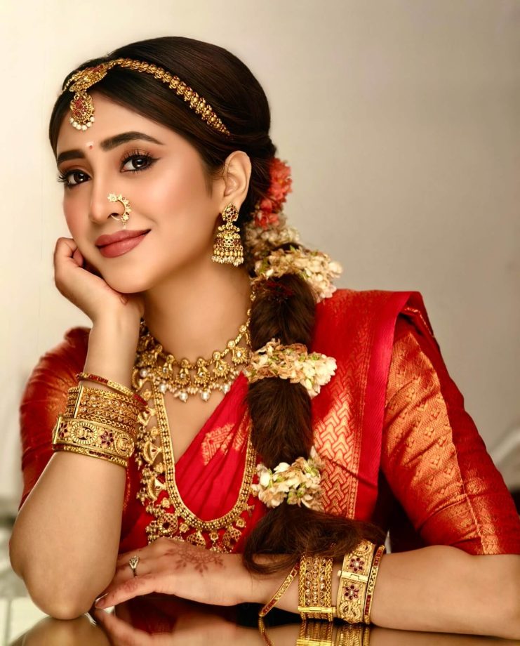 Shivangi Joshi Embraces South Indian Glam In Kanjivaram Saree & Crop Blouse Design 954590