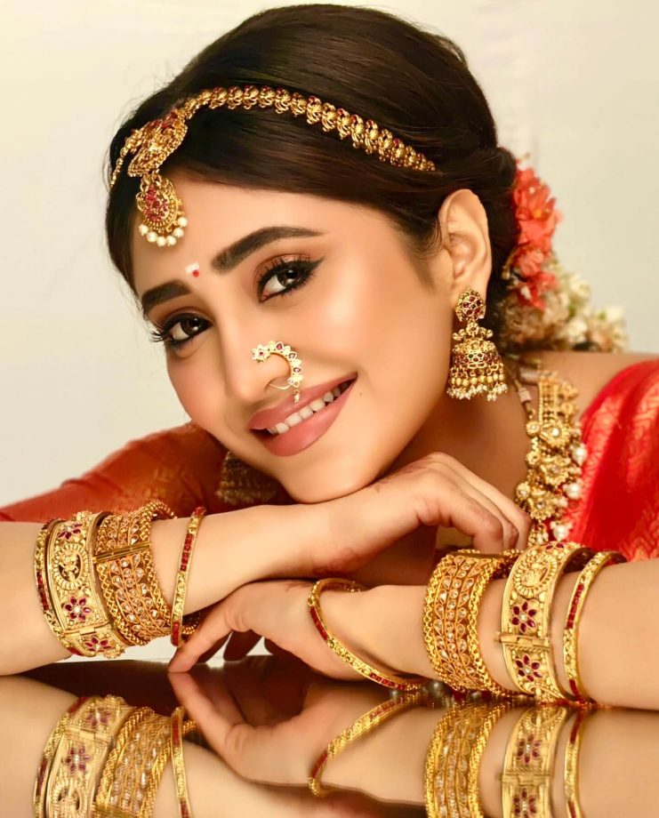 Shivangi Joshi Embraces South Indian Glam In Kanjivaram Saree & Crop Blouse Design 954592