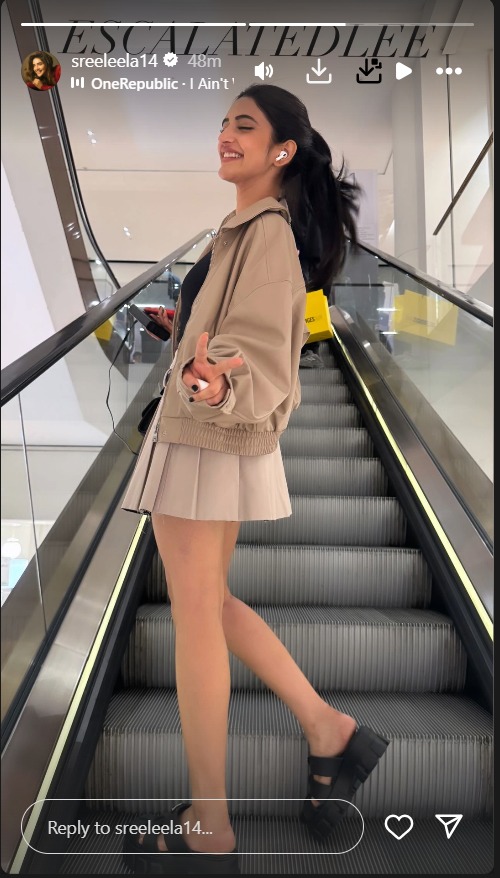 Sreeleela Slays the Escalator Runway in Chic Neutrals 959918
