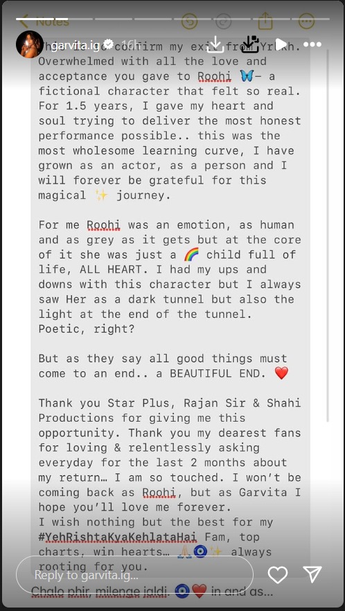 YRKKH's Garvita Sadhwani Confirms Her Exit As Ruhi, Leaves Fans Emotional 959170