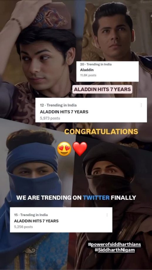 7 Years of Magic: Fans Celebrate ‘Aladdin – Naam Toh Suna Hoga’ as Avneet Kaur and Siddharth Nigam Share Nostalgic Tributes 964177