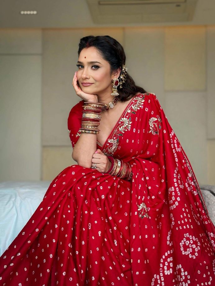 Ankita Lokhande Radiates Tradition in a Classic Red Saree 965546