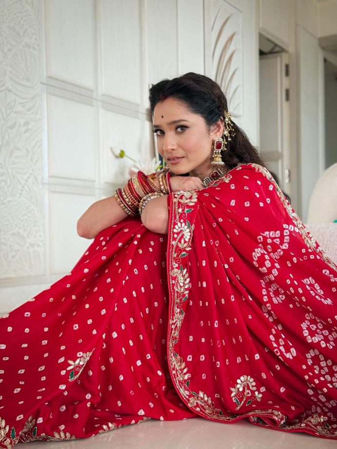 Ankita Lokhande Radiates Tradition in a Classic Red Saree 965547