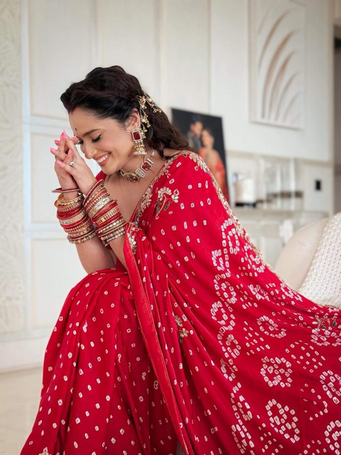 Ankita Lokhande Radiates Tradition in a Classic Red Saree 965549