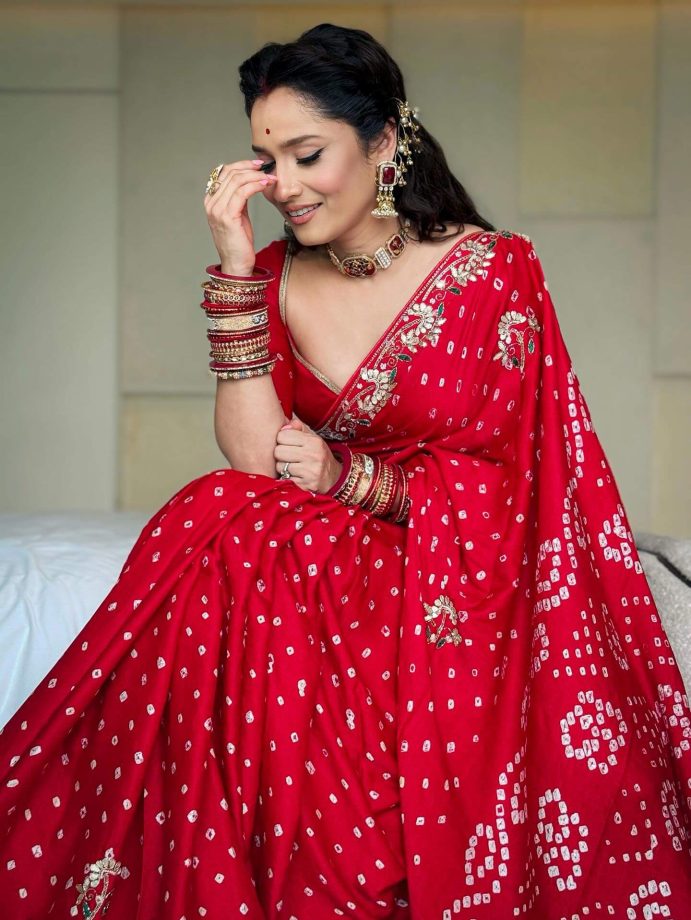 Ankita Lokhande Radiates Tradition in a Classic Red Saree 965550