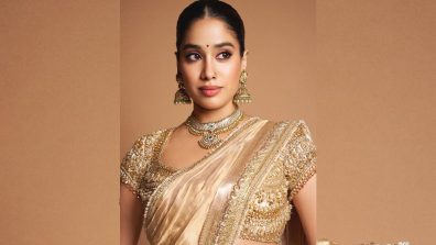 Janhvi Kapoor Exudes Royal Grace in Golden Saree with Exquisite Jewels