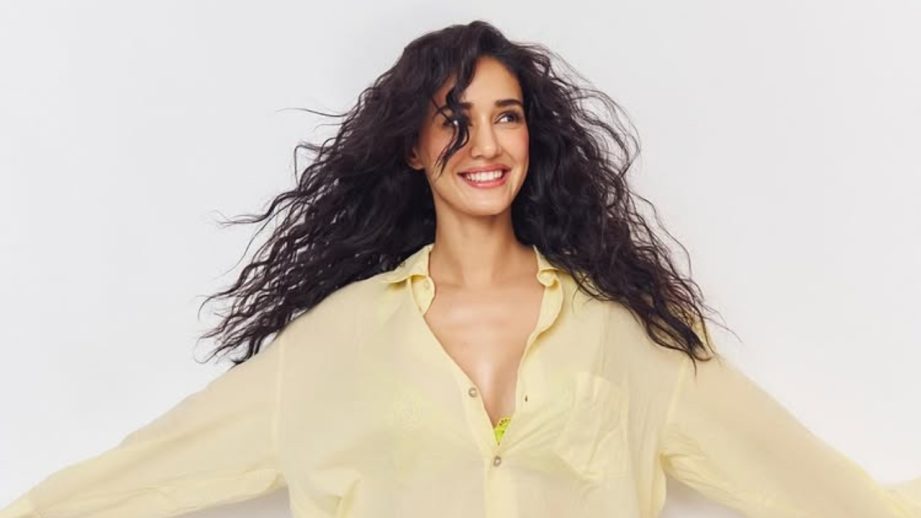 Disha Patani Stuns in Yellow-Lime Shirt Mini Dress 964413