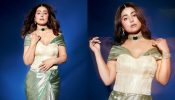 Hina Khan Dazzles in a Stylish Sage Green Saree and off-shoulder blouse 961854