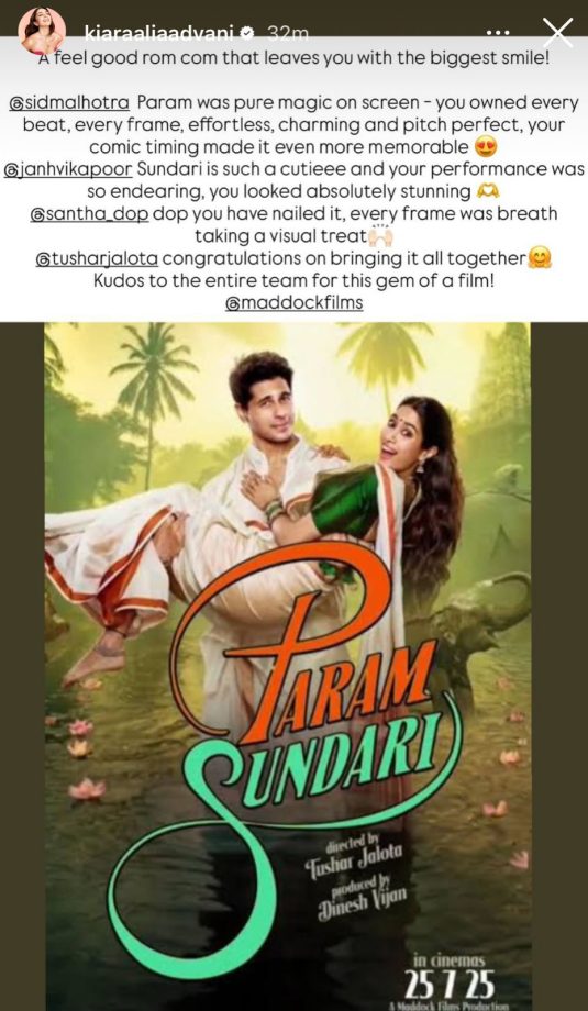 Industry love pours in as Kiara Advani and Karan Johar praise Sidharth Malhotra - Janhvi Kapoor starrer Param Sundari 965649
