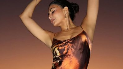 Jacqueline Fernandez Roars in Style with Fiery Tiger-Print Satin Slip Gown
