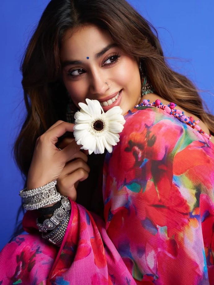 Janhvi Kapoor's Vibrant Floral Saree Is the Monsoon Fashion Moment We Needed 963426