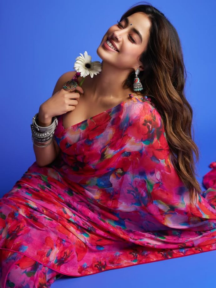 Janhvi Kapoor's Vibrant Floral Saree Is the Monsoon Fashion Moment We Needed 963427