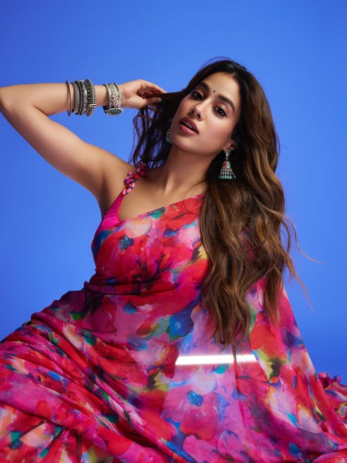 Janhvi Kapoor's Vibrant Floral Saree Is the Monsoon Fashion Moment We Needed 963418
