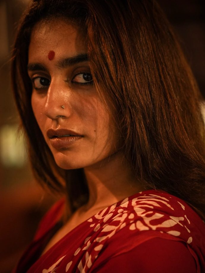 Priya Prakash Varrier Embraces Winter Vibes in Traditional Red Saree 962979